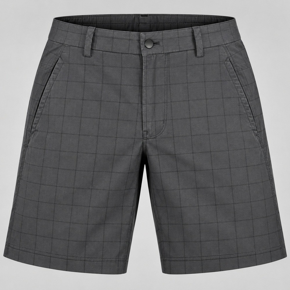 Lululemon Commission Shorts Mens 32 Gray Plaid 9" Golf Chino Stretch Casual